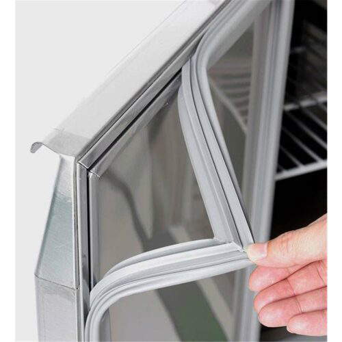 Pizza Kühltisch, Granit rosa-grau, 2 Türen, 151 x 80 Kühlaufsatz GN1/4 mit Glas – Bild 6