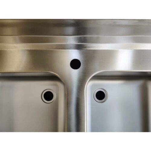 Spültisch aus Edelstahl, zwei Becken rechts (6 Größen) – Bild 3