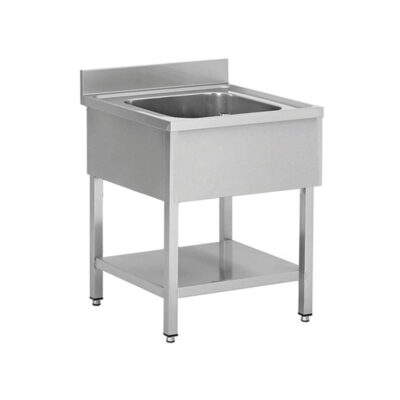 Spültisch aus Edelstahl, ein Becken Mitte