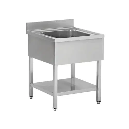 Spültisch aus Edelstahl, ein Becken Mitte
