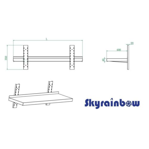 Wandbord Edelstahl, 1 Boden (6 Größen) – Bild 6