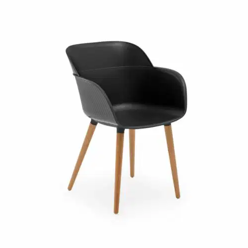 Stuhl Shell-N Schwarz mit Armlehne – Bild 1