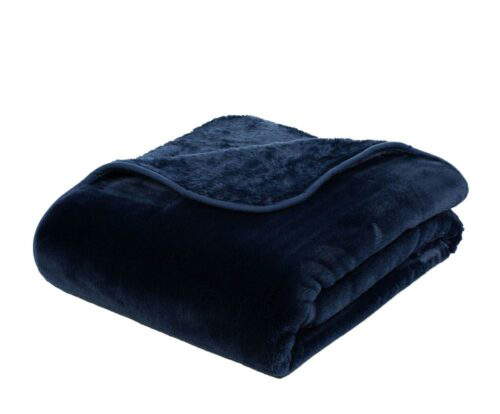 Mikroflauschdecke Premium-Cashmerefeeling Marineblau (3 Größen) – Bild 2