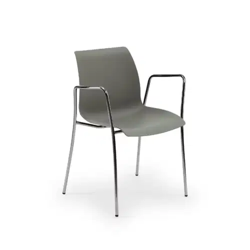 Stuhl Laser-M Zementgrau mit Armlehne – Bild 1