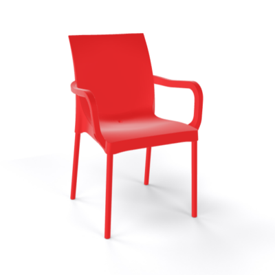 Stuhl Iris Rot mit Armlehne