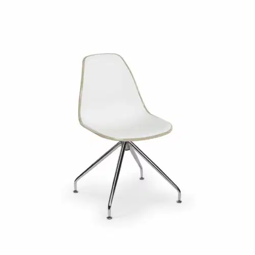 Stuhl EOS-Z – Weiß/Beige mit Chrombeinen