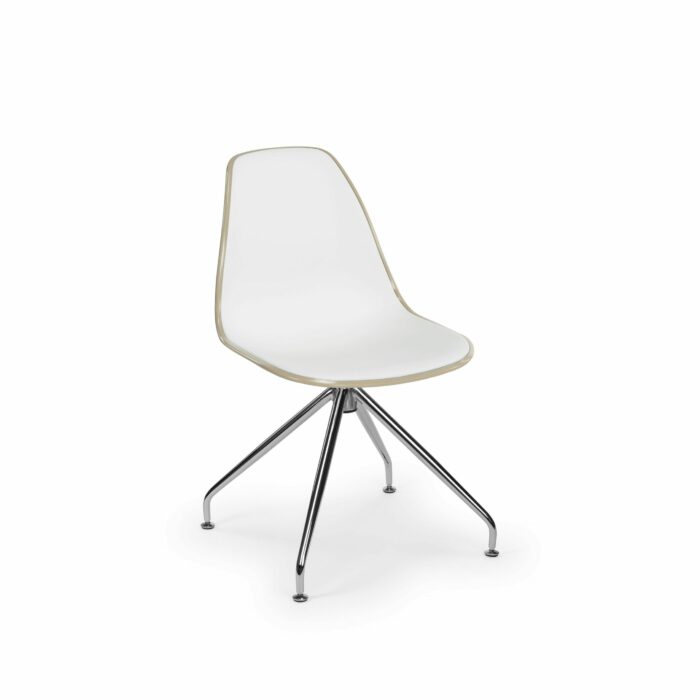 Stuhl EOS-Z – Weiß/Beige mit Chrombeinen