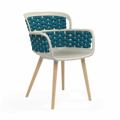 Stuhl Eva-N Geflecht Beige & Blau – Bild 1