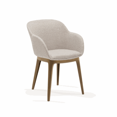 Stuhl Shell-W Pad Ecru mit Armlehne