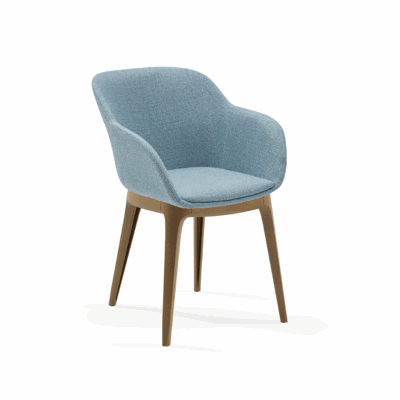Stuhl Shell-W Pad Eisblau mit Armlehne