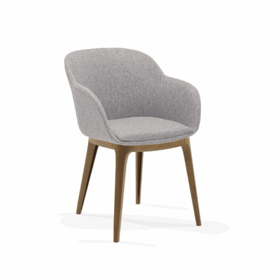 Stuhl Shell-W Pad Grau mit Armlehne