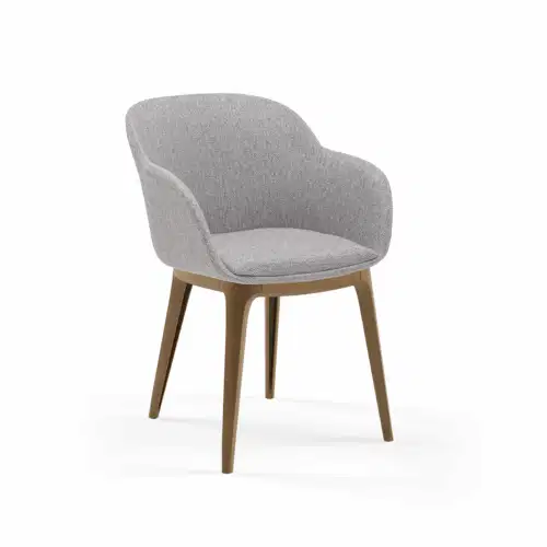 Stuhl Shell-W Pad Grau mit Armlehne