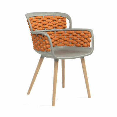 Stuhl Eva-N Geflecht Zementgrau & Orange