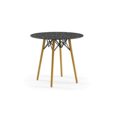 Runder Tisch Lamax-T Schwarz Terrazzo