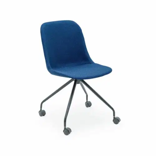 Stuhl Shell-O Pad Dunkelblau mit schwarzen Beinen