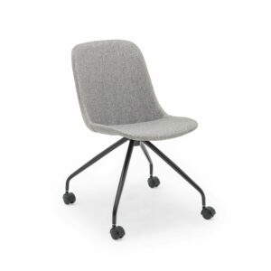 Stuhl Shell-O Pad Grau mit schwarzen Beinen