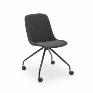 Stuhl Shell-O Pad Anthrazit mit schwarzen Beinen