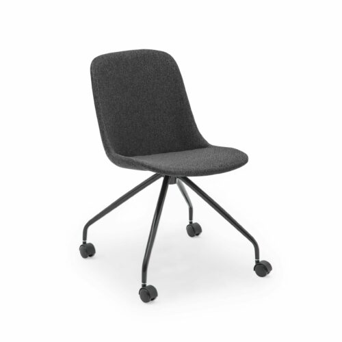 Stuhl Shell-O Pad Anthrazit mit schwarzen Beinen