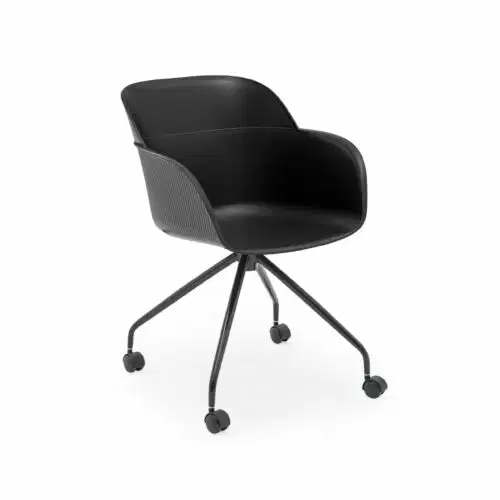 Stuhl Shell-O Schwarz mit Armlehne