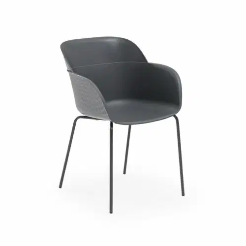 Stuhl Shell-M Anthrazit mit Armlehne – Bild 1