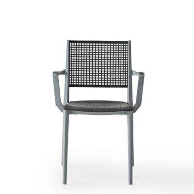 Stuhl Kalipa Grau / Perlgrau mit Armlehne