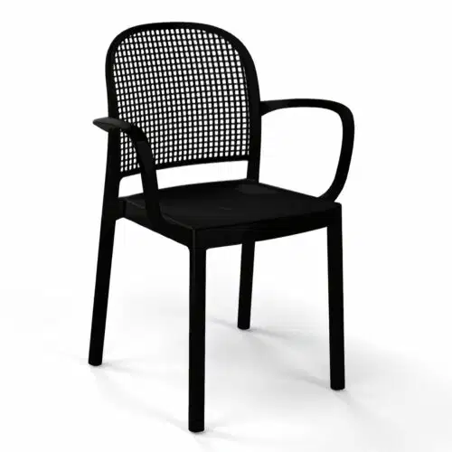 Stuhl Panama Schwarz mit Armlehne