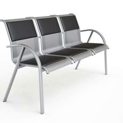 Wartezimmer Stuhl Petek | 3-Sitzer Schwarz