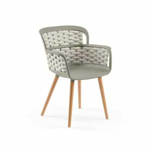 Stuhl Eva-N Geflecht Zementgrau & Beige – Bild 1