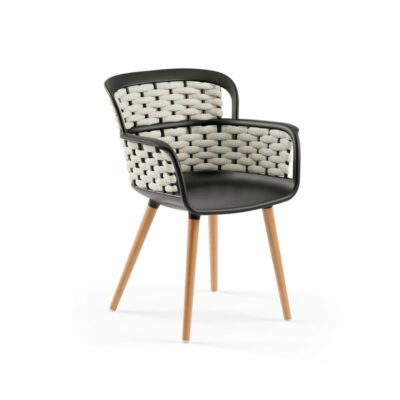 Stuhl Eva-N Geflecht Schwarz & Beige