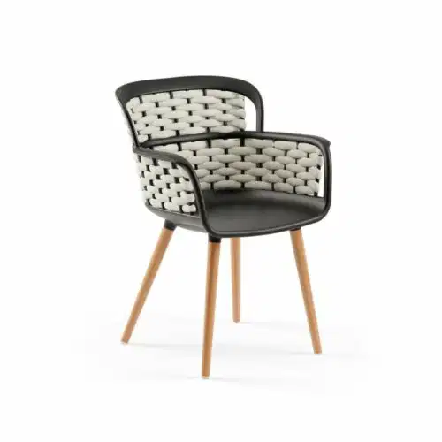 Stuhl Eva-N Geflecht Schwarz & Beige