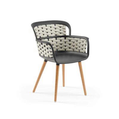 Stuhl Eva-N Geflecht Anthrazit & Beige