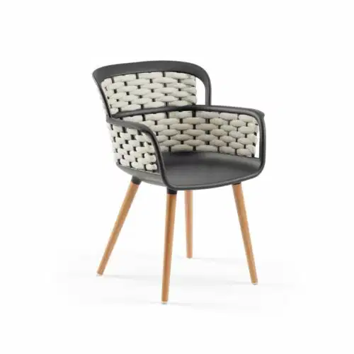 Stuhl Eva-N Geflecht Anthrazit & Beige
