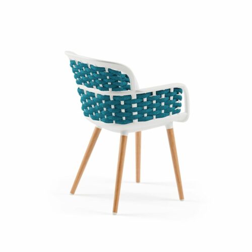 Stuhl Eva-N Geflecht Milchweiß & Blau