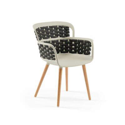 Stuhl Eva-N Geflecht Beige & Schwarz