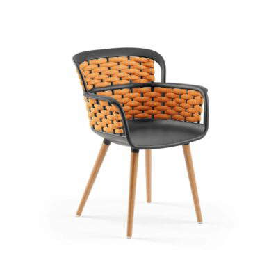 Stuhl Eva-N Geflecht Anthrazit & Orange