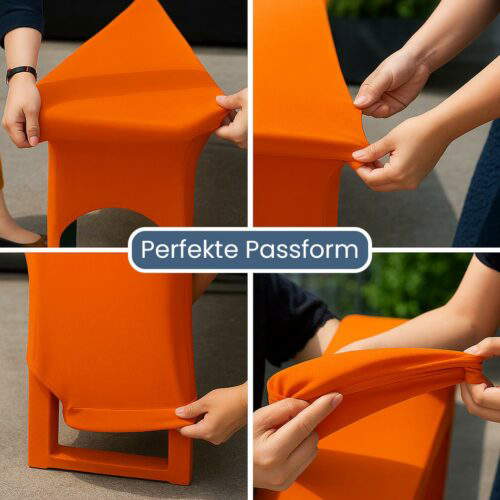 Festzeltgarniturhussen-Set Stretch Zürich Orange (2 Größen) – Bild 2