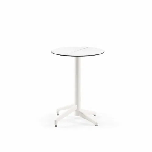 Runder Tisch MOON-C / Weiße Fuß / HPL/CPL Weißer Marmor | Fix Runder Tisch MOON-C / Weiße Fuß / HPL/CPL Weißer Marmor | Fix