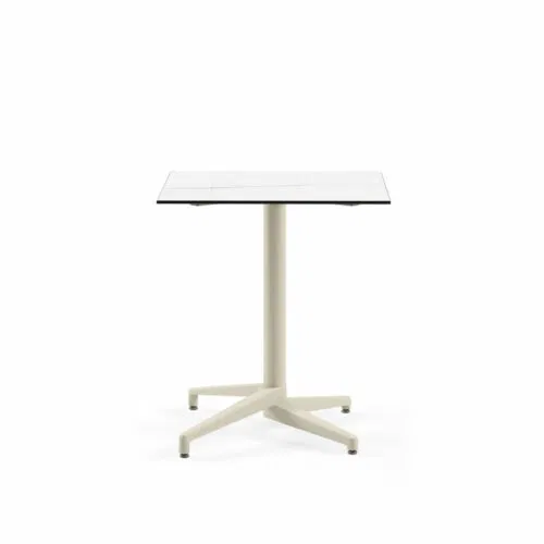 Quadratischer Tisch MOON-C / Beige Fuß / HPL/CPL Weiß Marmor | Fix Quadratischer Tisch MOON-C / Beige Fuß / HPL/CPL Weiß Marmor | Fix