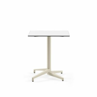 Quadratischer Tisch MOON-C / Beige Fuß / HPL/CPL Weiß | Fix