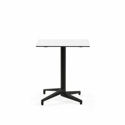 Quadratischer Tisch MOON-C / Schwarz Fuß / HPL/CPL Weiß | Fix