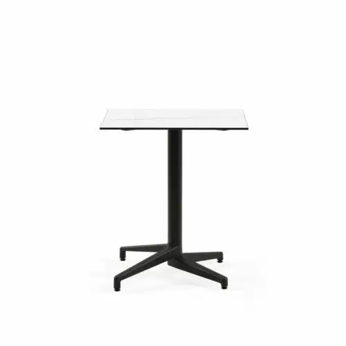 Quadratischer Tisch MOON-C / Schwarz Fuß / HPL/CPL Weiß Marmor | Fix
