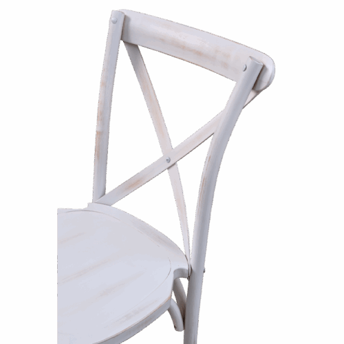 Hochzeitsstuhl CROSS-BACK WOOD Holz – gealtert weiß Hochzeitsstuhl CROSS-BACK WOOD Holz – gealtert weiß