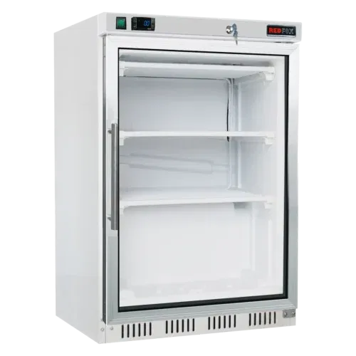 Product-photo-HF-200-G-00009368 Gefrierschrank 130 l Glastür Türen 3x Gitterrost, weiß | REDFOX - HF 200/G – Bild 1