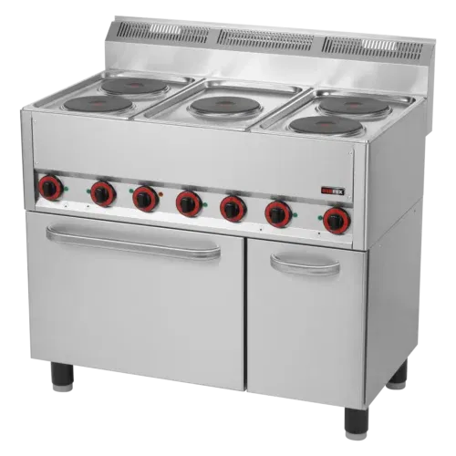 Product-photo-SPT-90-5-ELS-00002054 Herd elektrisch mit Heißluft-Backofen GN 1/1 - 5x Kochfeld 400 V | REDFOX - SPT 90/5 ELS – Bild 1