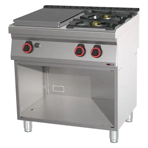 Glühplatten-Herd Gas 3x Brenner mit Unterbau | REDFOX - STP 70/80 G – Bild 1