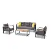 Gartenmöbel Set Assento Aluminium 3+1+1 mit Tisch Antrazit