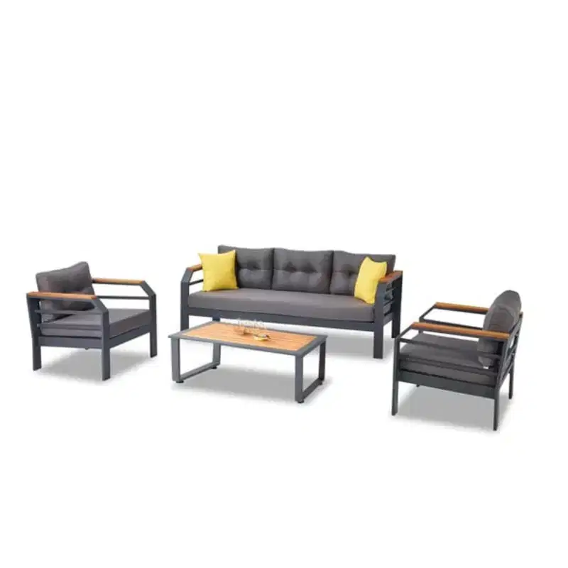 Gartenmöbel Set Assento Aluminium 3+1+1 mit Tisch Antrazit 1 Gartenmöbel Set Assento Aluminium 3+1+1 mit Tisch Antrazit