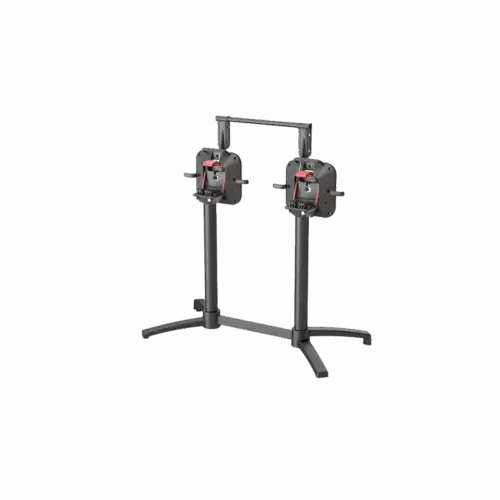 Storio DUO Tischbasis – Doppel-Säulen 8×8 cm, Basis 42×42 cm, Höhe 72 cm