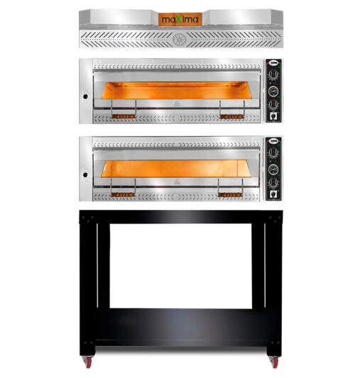 Pizzaofen - 9+9x Ø 35cm | 24 kW,3NAC| 400V | Stapelbar - Vollständig aus Schamottstein - 2 Backkammern – Bild 2
