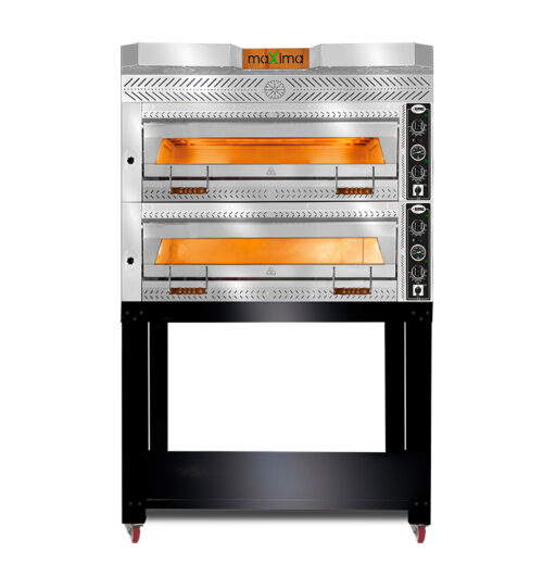 Pizzaofen - 6+6x Ø 35cm | 16 kW, 3NAC|400V | Stapelbar - Vollständig aus Schamottstein - 2 Backkammern – Bild 2